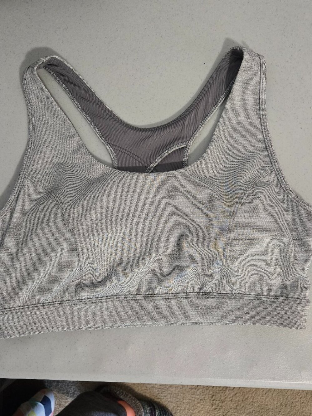 Tek Gear Sports Bra Size Large Heather Gray Athleisure NEW Racerback w/ keyhole